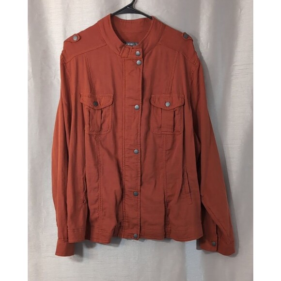 Torrid 3 Jacket Size 3X Orange Cotton Blend Unlined Moto Military Lightweight - Picture 15 of 16